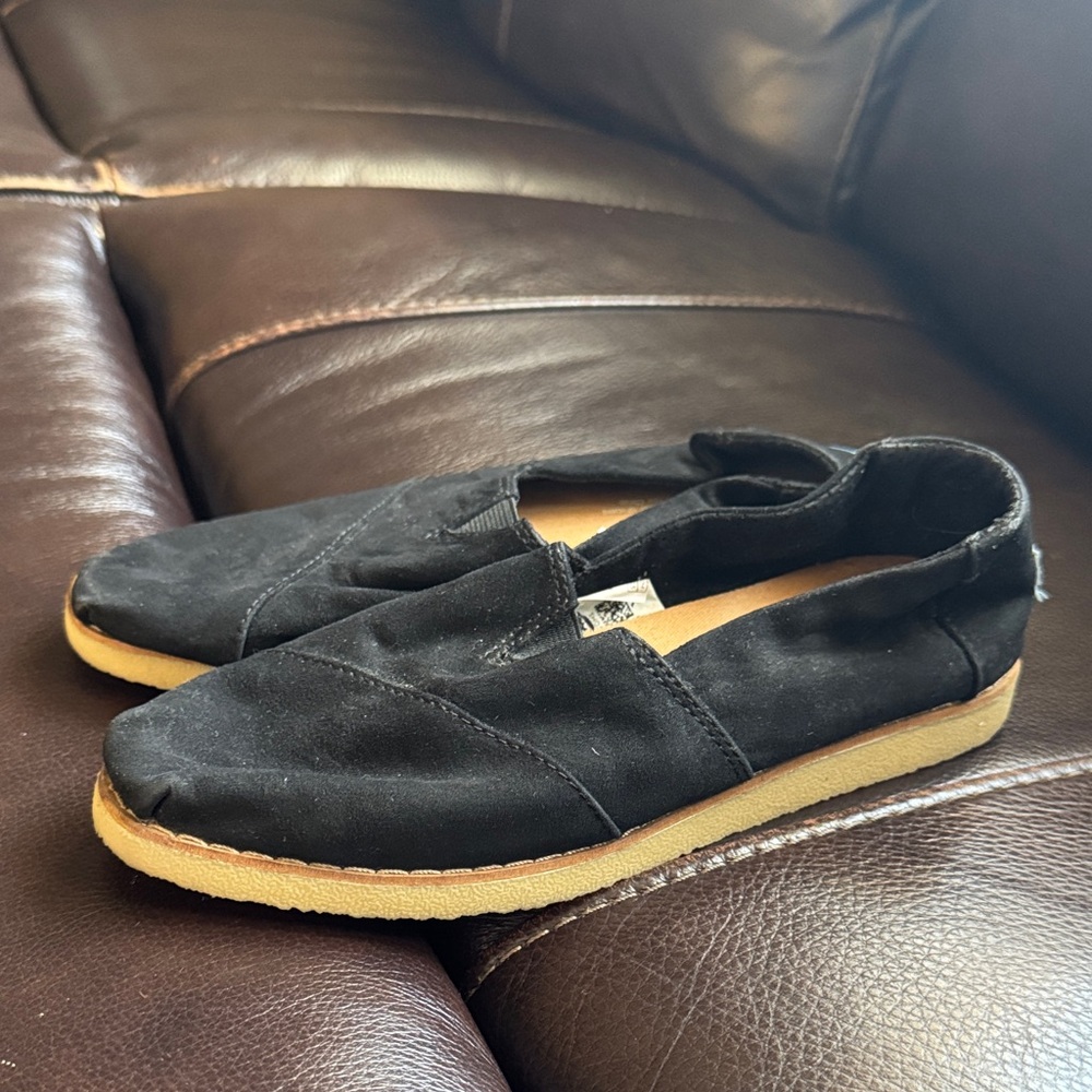 Toms Black Canvas Slip-On Loafers